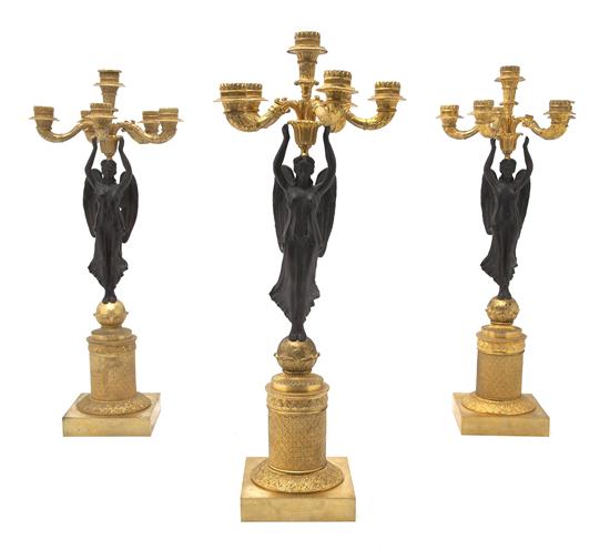 A Set of Three Empire Style Gilt