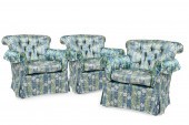 A SET OF THREE FLORAL UPHOLSTE