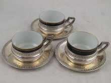 A set of three French teacups in