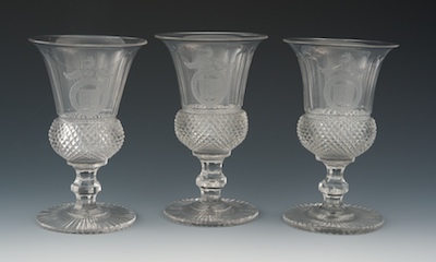 A Set of Three Irish Armorial Cut