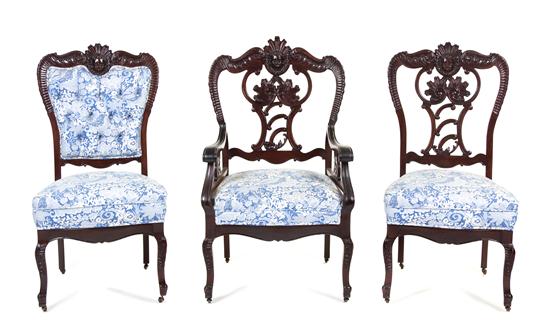 A Set of Three Mahogany Side Chairs