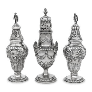 A Set of Three Silver Sugar Casters