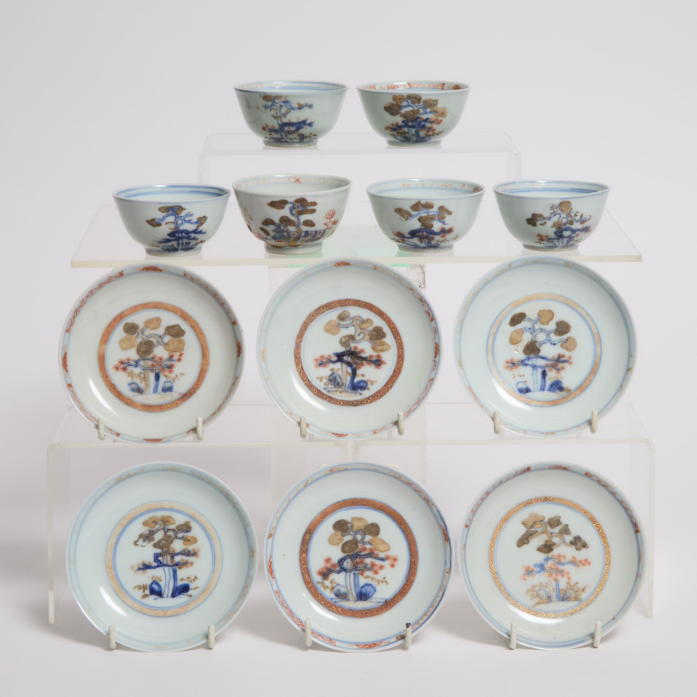 A Set of Twelve 'Bamboo and Pine'