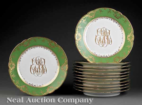 A Set of Twelve Dresden Porcelain