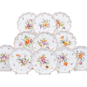 A Set of Twelve Dresden Porcelain