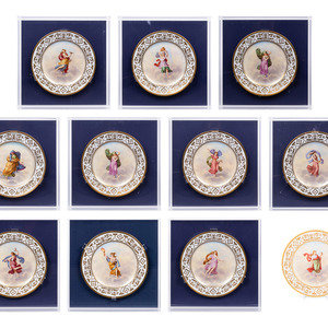A Set of Twelve Dresden Porcelain