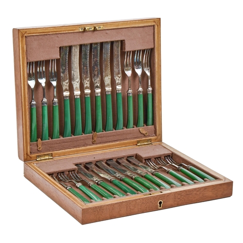 A set of twelve Edwardian jade