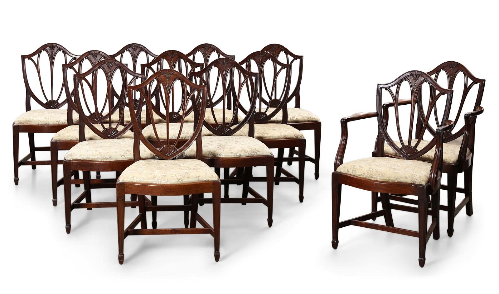 A SET OF TWELVE HEPPLEWHITE STYLE
