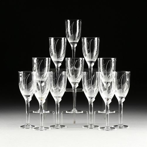 A SET OF TWELVE LALIQUE ETCHED