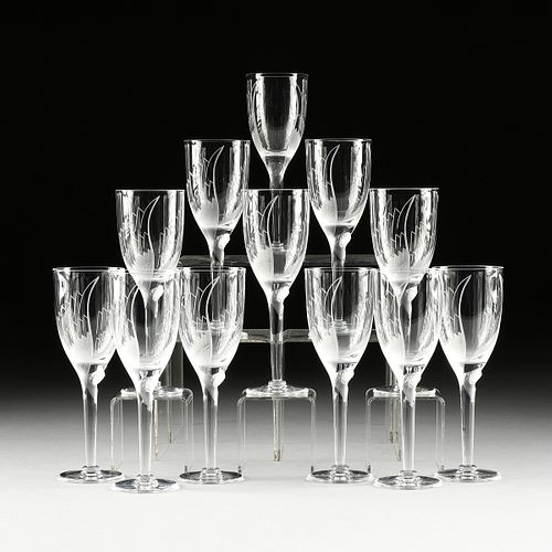 A SET OF TWELVE LALIQUE ETCHED