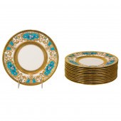 A SET OF TWELVE MINTON ENAMEL