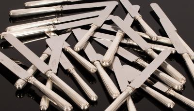 A set of twelve silver handled