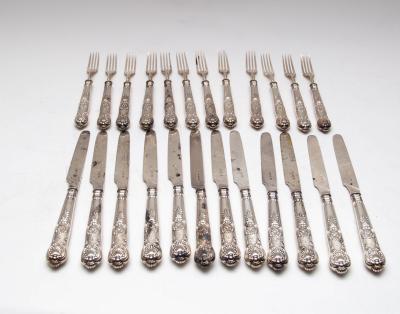 A set of twelve silver desert