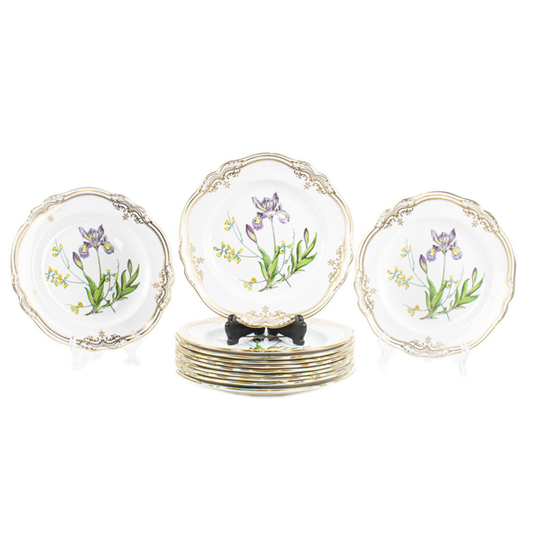 A SET OF TWELVE SPODE PORCELAIN