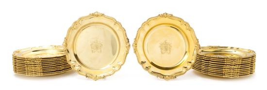 *A Set of Twenty-Four Gilt Plates
