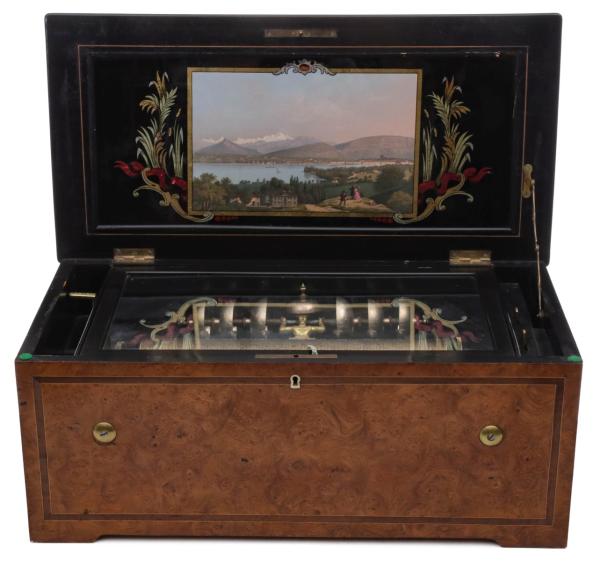 A SEVEN BELL CYLINDER MUSIC BOX