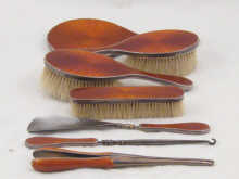 A seven piece French silver and red