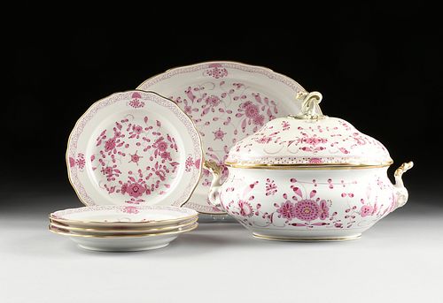 A SEVEN PIECE MEISSEN PURPLE