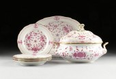 A SEVEN PIECE MEISSEN PURPLE "