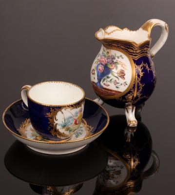A Sèvres blue ground milk jug