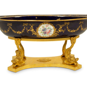 A Sevres Porcelain Bowl Mounted