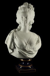 A SEVRES STYLE BISQUE BUST OF