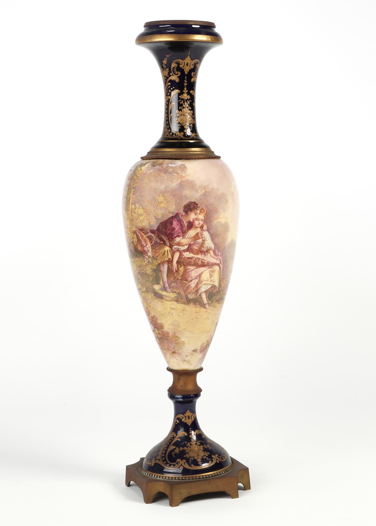 A SEVRES STYLE EARTHENWARE VASEA