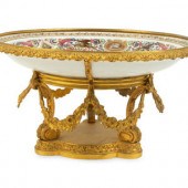 A Sevres Style Gilt Metal Moun