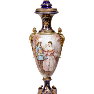A Sèvres Style Gilt Metal Mounted