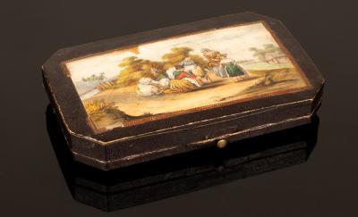 A sewing set contained in a leather