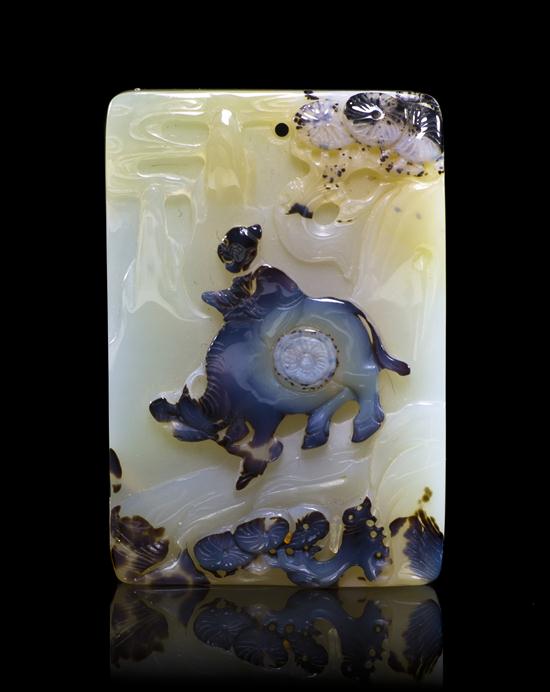 A Shadow Agate Plaque depicting a