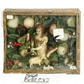 A SHADOW BOX WITH WAX BABY A s