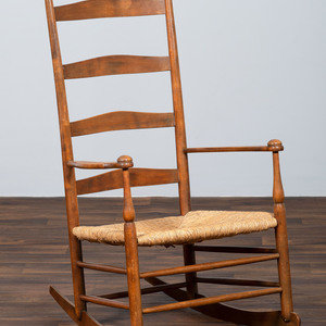 A Shaker Rush-Seat Rocker Circa