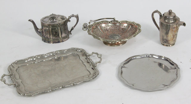 A Sheffield plate basket embossed