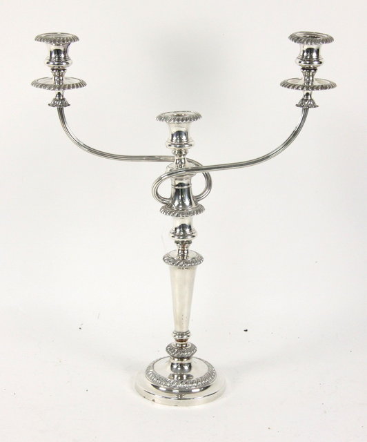 A Sheffield plated two-branch