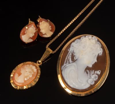 A shell cameo brooch depicting a