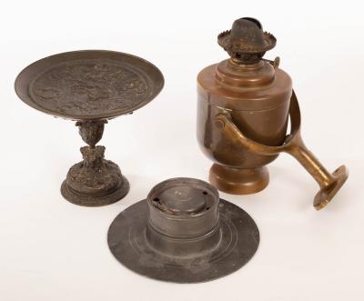 A ship's brass light with bracket