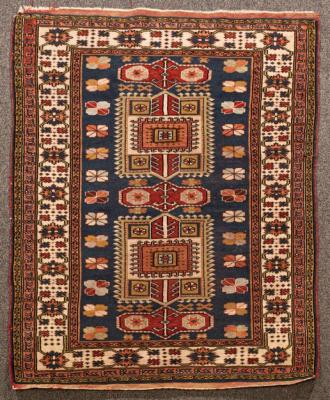 A Shirvan rug, the cobalt blue