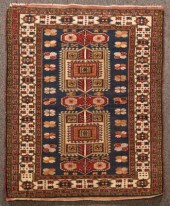 A Shirvan rug, the cobalt blue