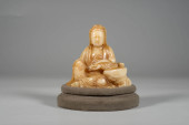 A SHOUSHAN STONE GUANYIN FIGUR
