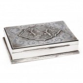 A SIAMESE STERLING SILVER BOX