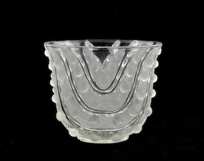 A Signed Lalique Glass "Vichy" Vase