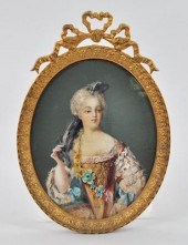 A Signed Miniature of a Courtl