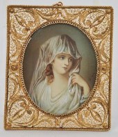 A Signed Miniature of a Woman