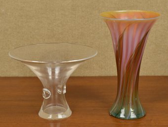A signed Steuben flared rim clear