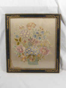 A silk embroidered panel 35 x 39 cm