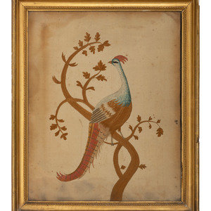A Silk Needlework Panel of a