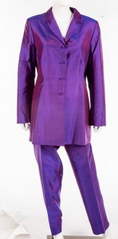 A SILK PANT SUIT BY DANA BUCHM