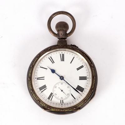A silver and shagreen cased