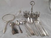 A silver backed hand mirror a